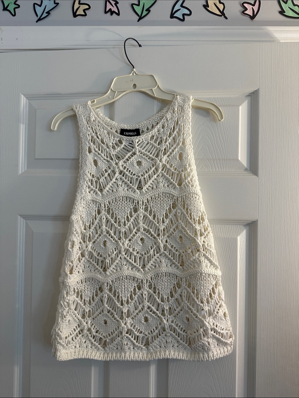 Express Cream Crochet Tank Top
